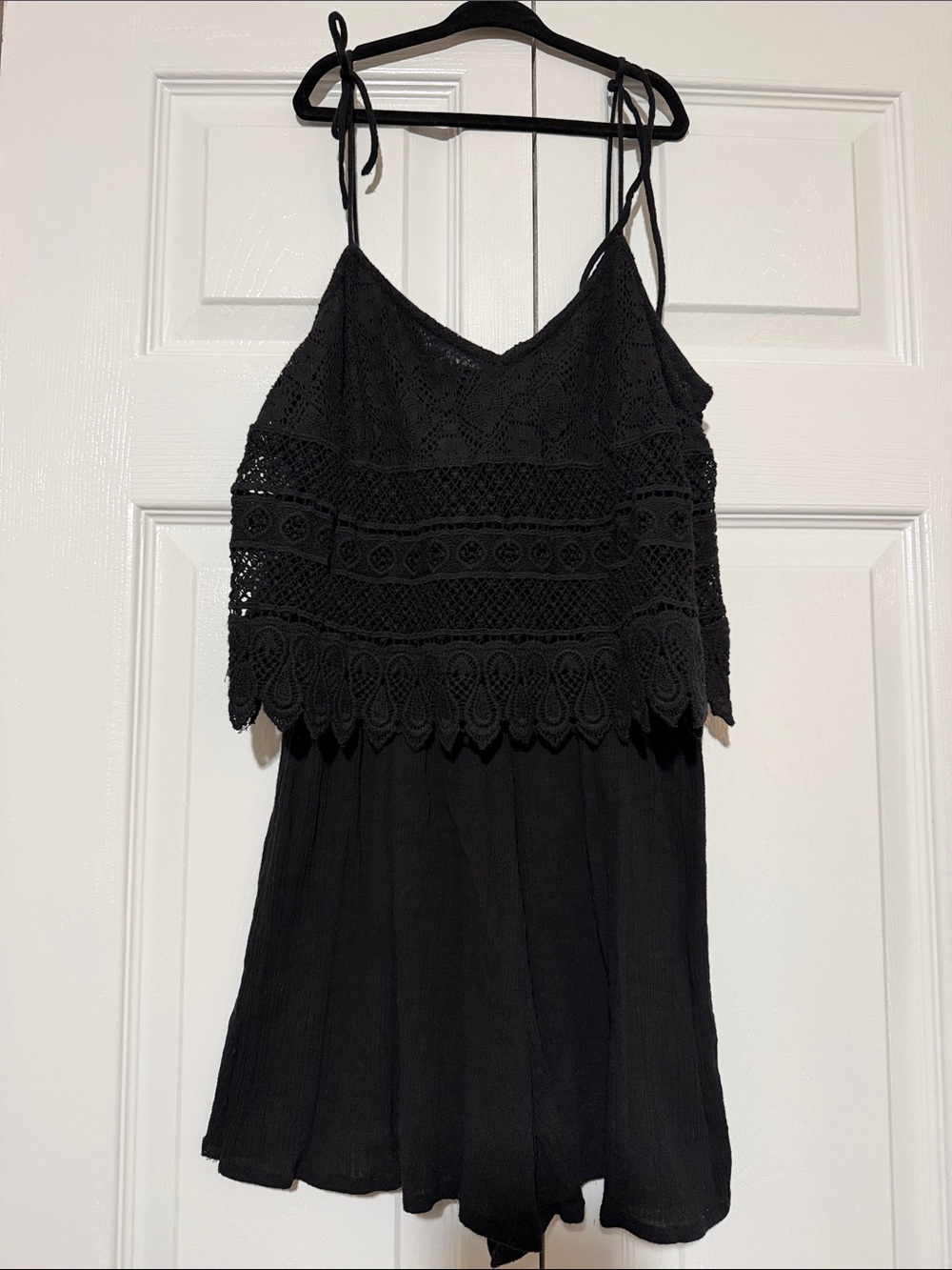 Topshop Black Womens Romper with Crochet Detail Size 4